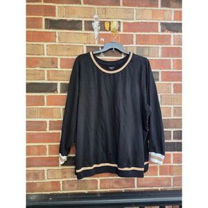 Torrid Active Black Long Sleeve Sweatshirt Top Plus Sz 4 Striped Collar Cuff Hem